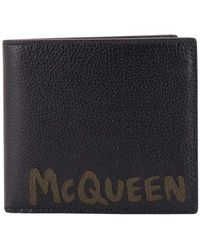 Alexander McQueen - Leather Wallet With Mcqueen Graffiti Logo - Lyst