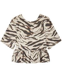 Ganni - Zebra Print Organic Cotton Top - Lyst