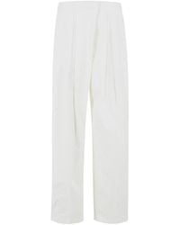 Jil Sander - Milk Cotton And Silk Trousers - Lyst