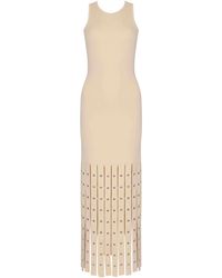 Patrizia Pepe - Viscose Knit Dress With Fringes - Lyst