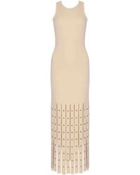 Patrizia Pepe - Viscose Knit Dress With Fringes - Lyst