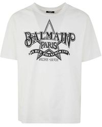 Balmain - Star Print T-shirt Straight Fit - Lyst