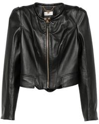 Elisabetta Franchi - Leather Outerwear - Lyst