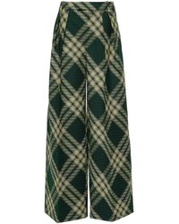 Burberry - Check Trousers With Pleat-detail - Lyst