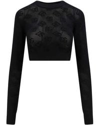 Dolce & Gabbana - Viscose Mesh Top With All-over Dg Logo - Lyst