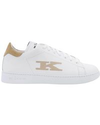 Kiton - Leather Sneakers With Embroidered Monogram - Lyst