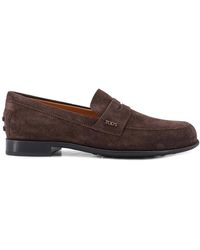 Tod's - Suede Loafers With Side Logo - Lyst