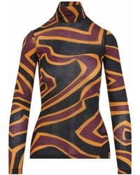 PUCCI - Wool High-Neck Long-Sleeve Printed Top - Lyst