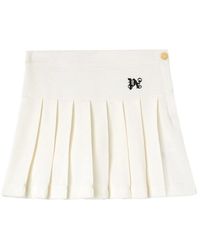 Palm Angels - Monogram-embroidered Pleated Miniskirt - Lyst