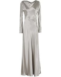 Alberta Ferretti - Long Satin Dress With Bias-Cut Fabric - Lyst