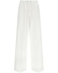 Herno - Wide Leg Broderie Anglaise Trousers With Drawstring Waist - Lyst