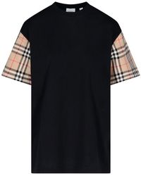 Burberry - Tartan Sleeved T-shirt - Lyst