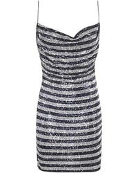 Balmain - Babydoll Cowl Neck Glitter Short Dress - Lyst