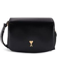 Ami Paris - Leather Shoulder Bag With Logo Monogram - Lyst