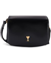 Ami Paris - Leather Shoulder Bag With Logo Monogram - Lyst
