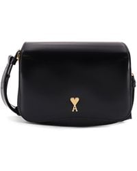 Ami Paris - Leather Shoulder Bag With Logo Monogram - Lyst