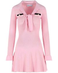 Self-Portrait - Viscose Knit Mini Dress With Laces - Lyst
