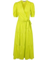 Twin Set - Baloon Sleeve Belted Dress With Flounce - Lyst