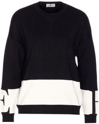 Elisabetta Franchi - Inlaid Logos Colour-Block Crewneck Sweater - Lyst