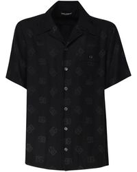 Dolce & Gabbana - Silk Jacquard Shirt With Dg Monogram Print - Lyst