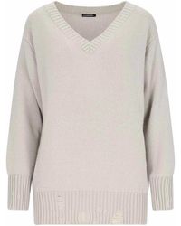 Canessa - Distressed Cashmere V-Neck Sweater - Lyst