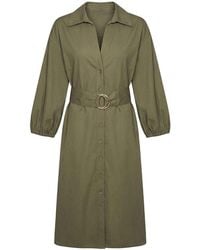 Twinset - Midi Chemisier Dress With Belt - Lyst