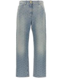 Balmain - Cotton Denim Jeans Monogram - Lyst