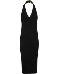 Balmain - Halterneck Knit Midi Dress - Lyst