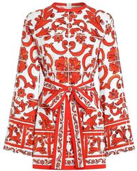 Dolce & Gabbana - Dolce & Gabbana Majolica-Print Silk Charmeuse Shirt - Lyst