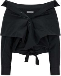 Balenciaga - Crop Shirt Off The Shoulder - Lyst