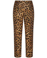Alberta Ferretti - Straight-Leopard Silk Organza Pants - Lyst