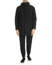 KARL LAGERFELD - Leather Inserts Coat - Lyst