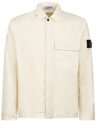 Stone Island - Ivory Stretch Organic Cotton Twill Overshirt - Lyst