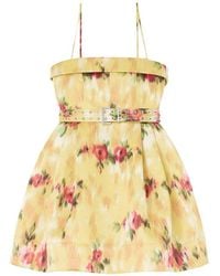 Ganni - Printed Duchesse Satin Bubble Mini Dress - Lyst
