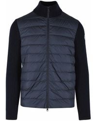 Moncler - Padded Virgin Wool Cardigan - Lyst