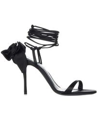 Magda Butrym - Satin Sandals With 3d Flowers - Lyst
