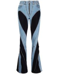 Mugler - Slited Bi-material Spiral Jeans - Lyst