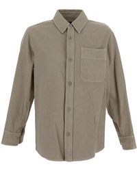 A.P.C. - Shirt In Taupe Denim With Long Sleeves - Lyst