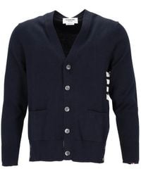 Thom Browne - Jersey Stitch Relaxed Fit V Neck Cardigan - Lyst