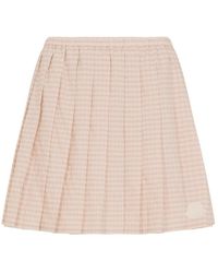 Moncler - Logo-Patch Checked Mini Skirt - Lyst