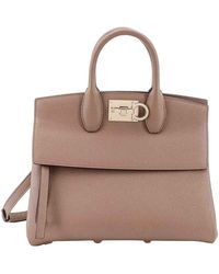 Ferragamo - Leather Handbag With Iconic Gancini Detail - Lyst