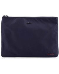 Kiton - Nylon Clutch Bag With Metal Lettering Logo - Lyst