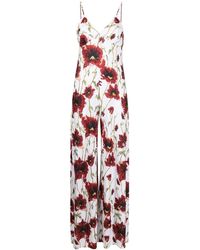 Norma Kamali - Floral-print Jumpsuit With V-neck - Lyst