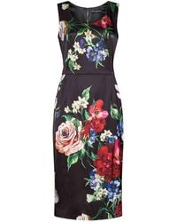 Dolce & Gabbana - Viscose Satin Midi Dress - Lyst