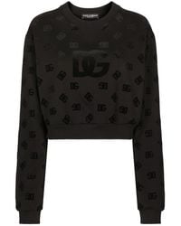 Dolce & Gabbana - Jersey Sweatshirt With Flocked Dg Logo Print - Lyst