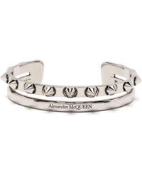 Alexander McQueen - Skull-stud Detail Open Bracelet - Lyst