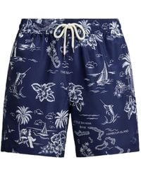 Polo Ralph Lauren - Nylon Traveler Polo Bear 14.5 Cm Swim Shorts With Harbor Island Bear Print - Lyst