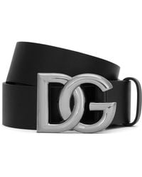 Dolce & Gabbana - Leather Belt With Logo - Lyst