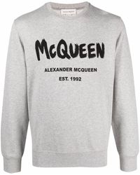 Fashion Sweats Sweatshirts Alexander McQueen Sweat Shirt light grey flecked casual look 