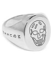 McQueen - Skull-Embossed Signet Ring - Lyst
